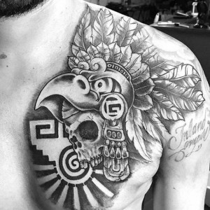 Aztec tattoo on the chest