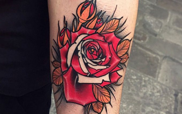 Colorful rose tattoo ideas