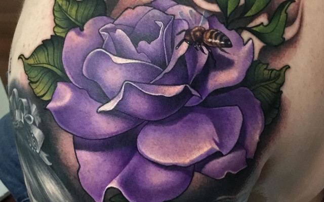 Colorful rose tattoo ideas