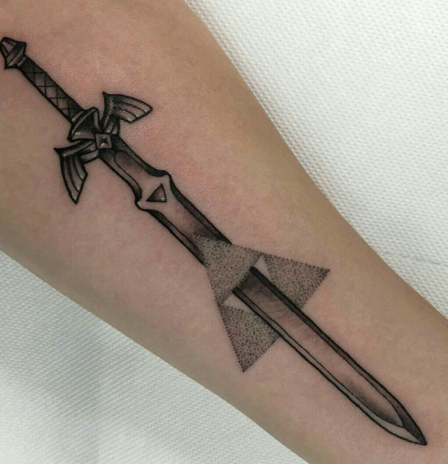 Sword with triangle tattoo design