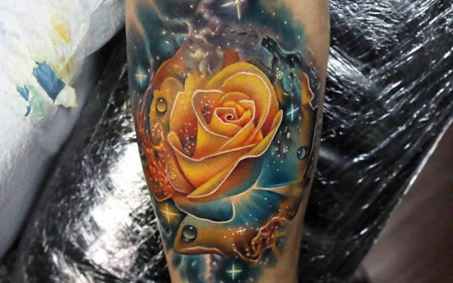 Colorful rose tattoo ideas