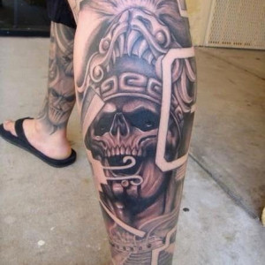 Skeleton Aztec tattoo