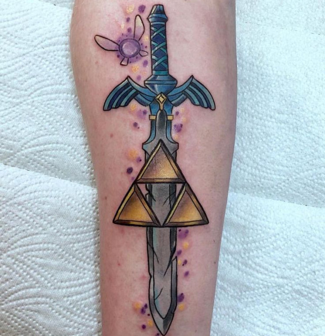 Sword with triangle tattoo design