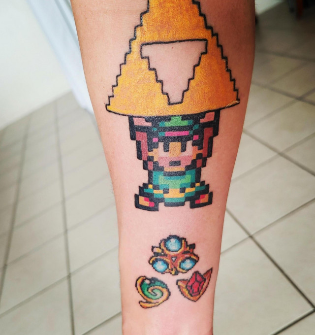Pixeled Legend of Zelda tattoo
