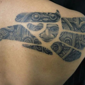 Eagle in Aztec tattoo
