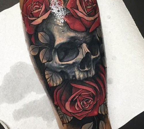 Rose and skull tattoo