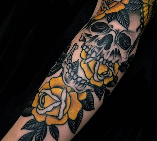 Rose and skull tattoo