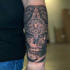 Skeleton Aztec tattoo