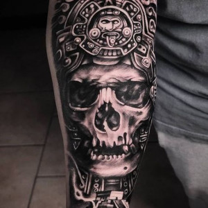 Skeleton Aztec tattoo