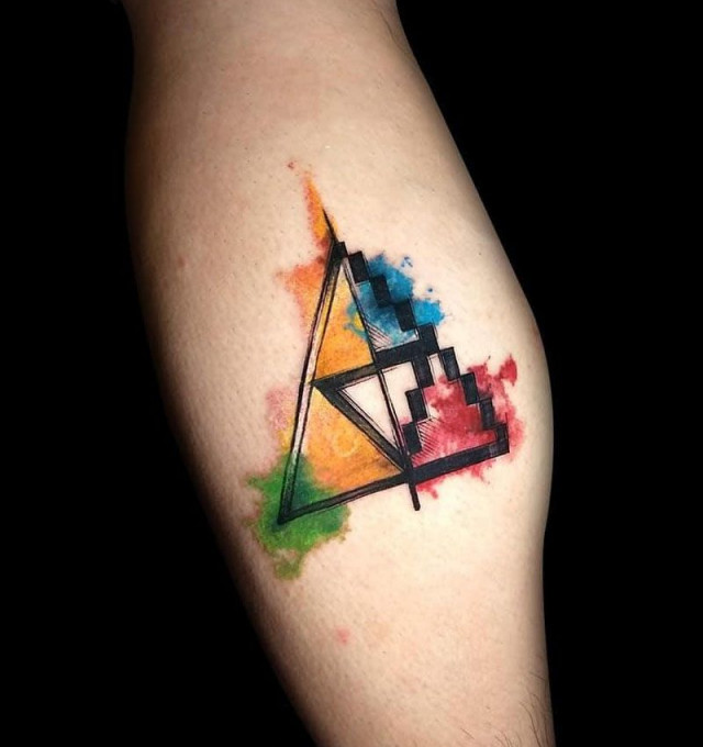 Watercolored Triforce tattoo