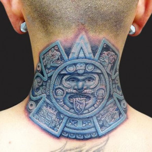 The neck Aztec tattoos