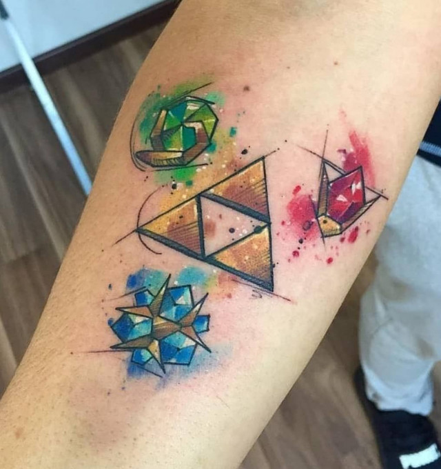 Watercolored Triforce tattoo