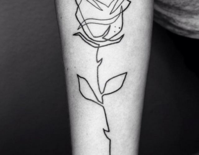 Outline rose tattoo