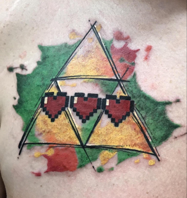 Pixeled Legend of Zelda tattoo