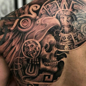 Aztec tattoos on back
