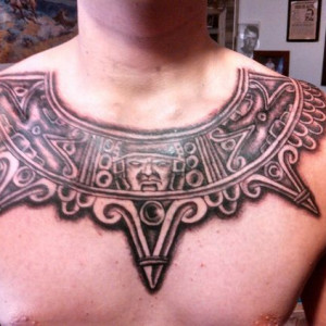 Aztec tattoo on the chest