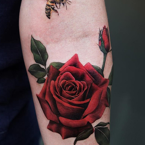 Realistic look of rose tattoos