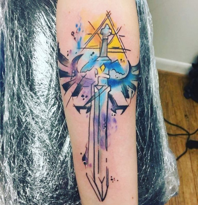 Sword with triangle tattoo design