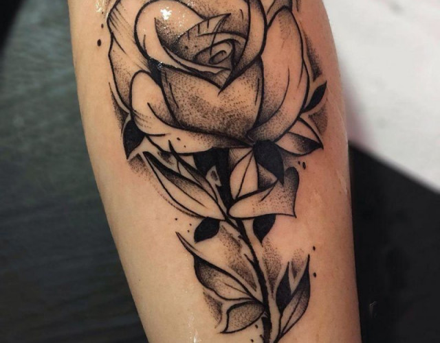 Outline rose tattoo