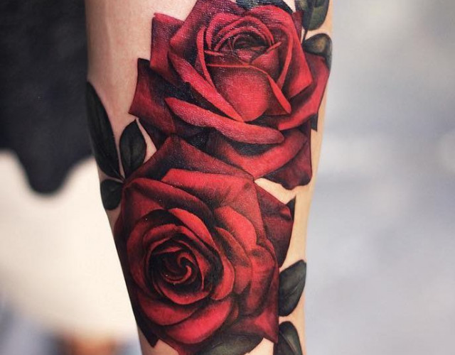 Realistic look of rose tattoos
