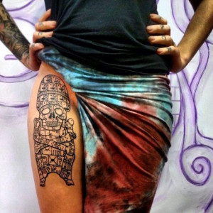 Aztec god of death tattoo