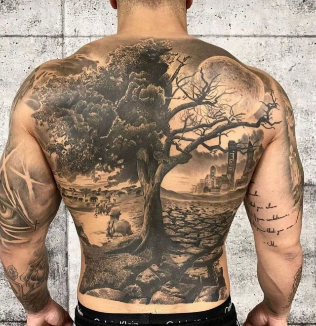 Full back tattoos