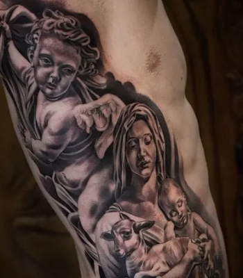 Catholic Mary with Jesus Tattoo