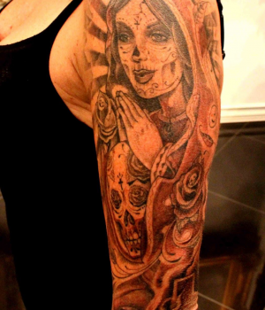 Sugar Skull Catholic Mary Tattoo