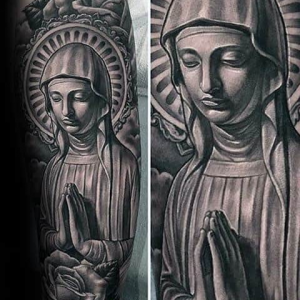 Catholic Mary Statue Tattoo