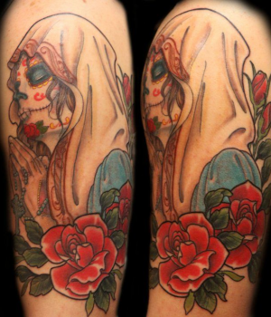 Sugar Skull Catholic Mary Tattoo