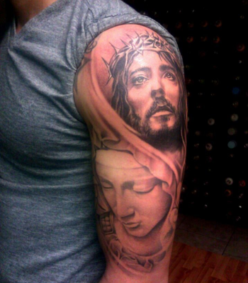 Catholic Mary with Jesus Tattoo