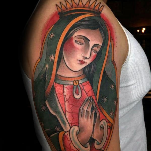 Colored Catholic Mary Tattoo