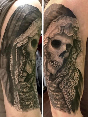 Skeleton Catholic Mary Tattoo
