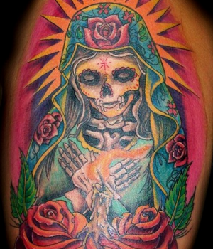 Sugar Skull Catholic Mary Tattoo