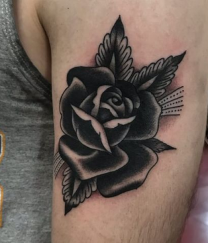 Black rose tattoo for men of the shoulder