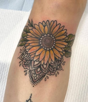Sunflower mandala tattoo