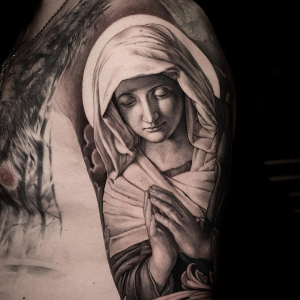 Catholic Mary Tattoo in Realism Style