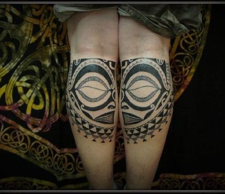 Matching tattoos in Polynesian style