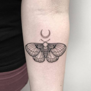 Dotwork (Pointillism) moth tattoo
