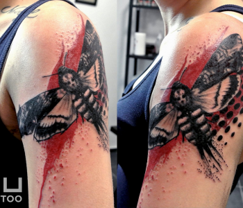 Trash polka moth tattoo