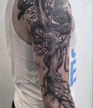 Plot-based Yggdrasil tattoo