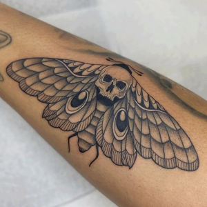 Death Moth Tattoo With a Skull