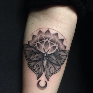 Mandala moth tattoo