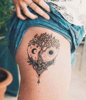 Plot-based Yggdrasil tattoo