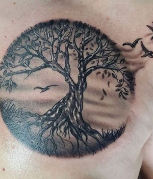 Plot-based Yggdrasil tattoo