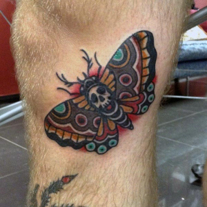 Traditional moth tattoo