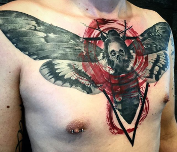 Trash polka moth tattoo
