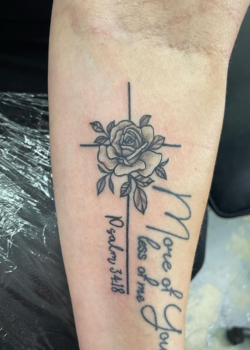 A rose with an inscription