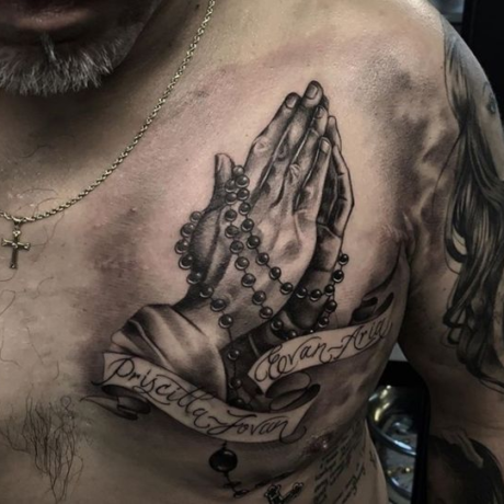 On the Chest or Stomach