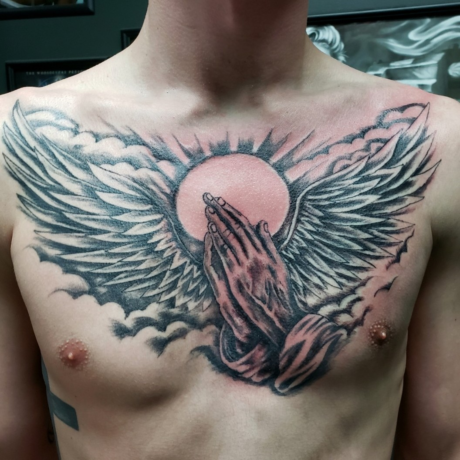 On the Chest or Stomach
